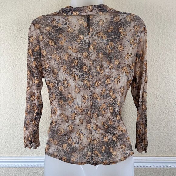 Vintage Y2K Forever 21 Lace-Up Front Sheer Blouse Boho Floral SZ Medium RARE - Picture 3 of 8